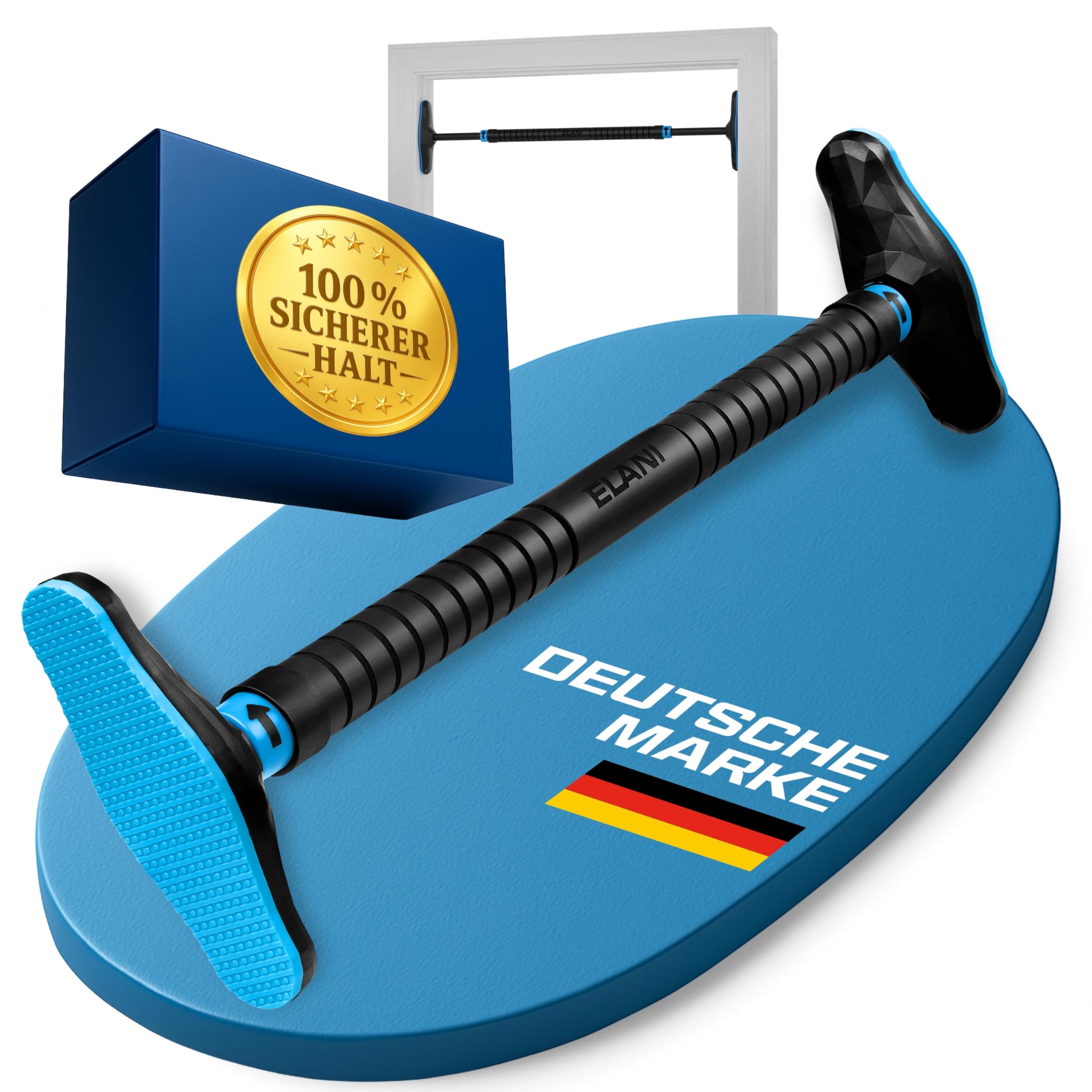 ELANI – sichere Klimmzugstange 70-92 cm bis 200 kg für Türrahmen ohne Bohren mit innovativer Gewindesperre – Pull Up Bar, Türreck Klimmzugstange Türrahmen, Klimmzug, Klimzugststange