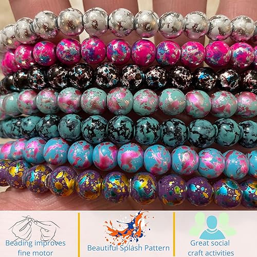 Miniatura 3 de Cuentas de vidrio redondas de 0.315 pulgadas a granel para pulsera, suministros de joyería de bricolaje, regalo para abalorios, 200 piezas