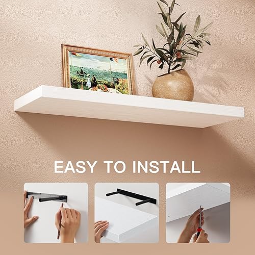 Miniatura 7 de AMADA HOMEFURNISHING AMFS06 - Estantes flotantes grandes 24 x 9 pulgadas para baño dormitorio cocina estantes para decoración de pared juego de 2
