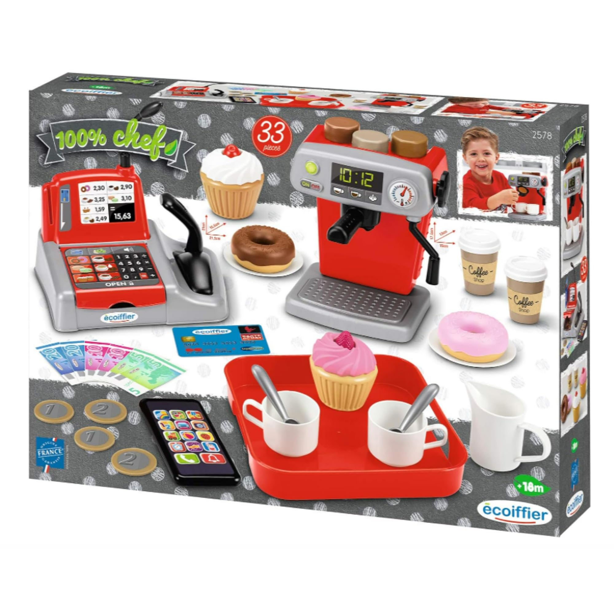 ECOIFFIER 100% Chef Set Caffetteria, 33 Pezzi, + 18 Mesi, 7600002578