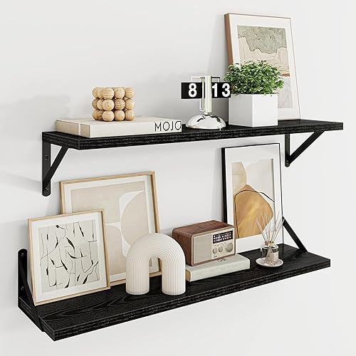 Miniatura 56 de Dreamland Estantes flotantes blancos para pared, juego de 2 estantes montados en la pared de 16 pulgadas de ancho x 8 pulgadas de profundidad,