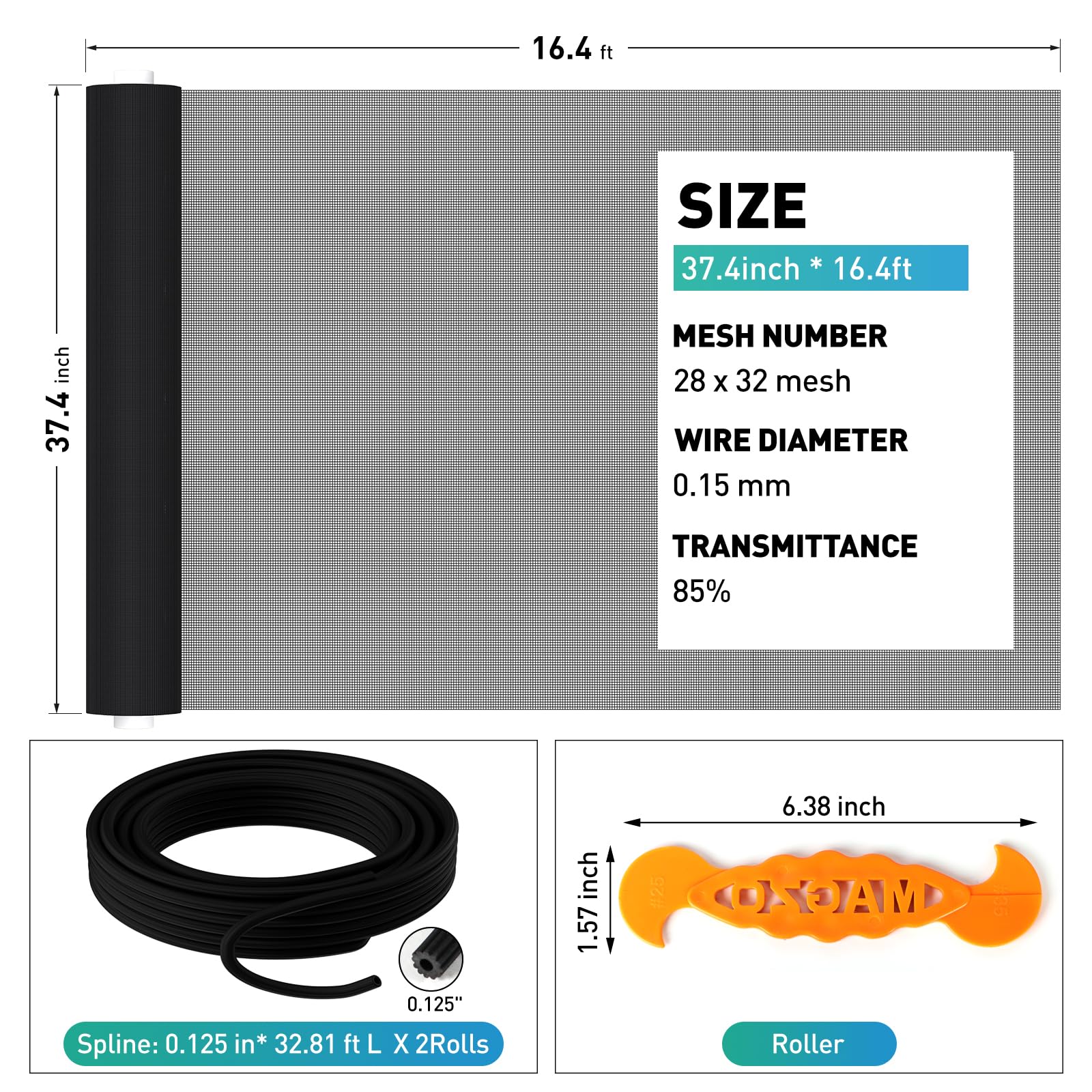 Snapklik.com : FCSOTSPS High Visibility Window Screen Roll,37.4IN X 16 ...