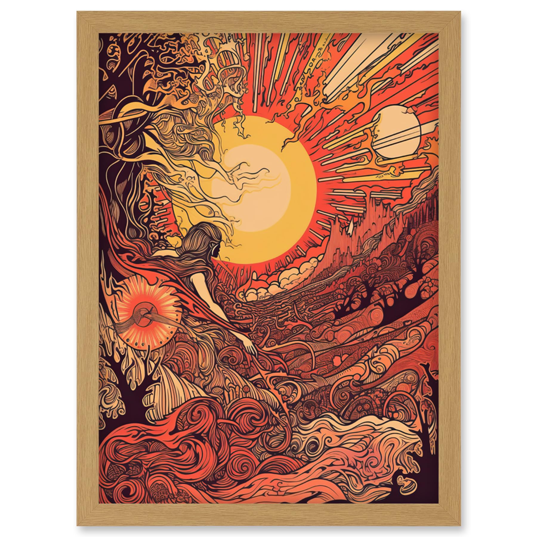 Artery8 Venus Sunset Fantasy Landscape Illustration Artwork Framed Wall Art Print A4
