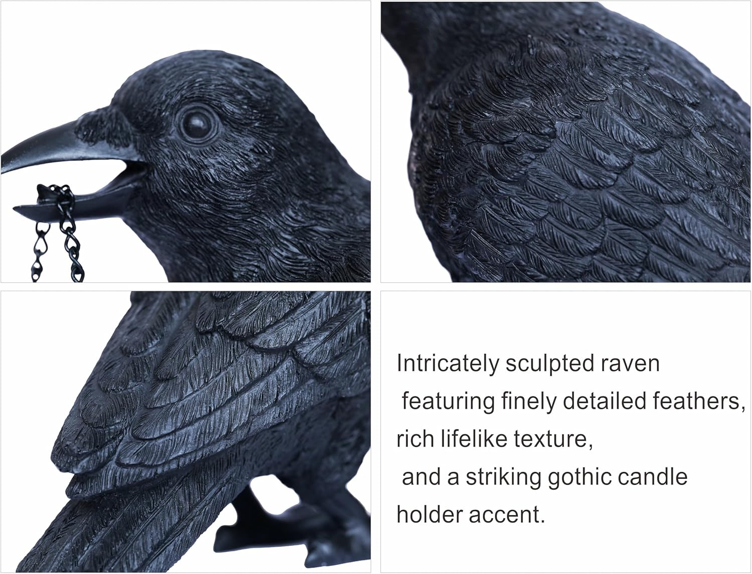 Gothic Crow Lamp with Tealight Candle Holder Raven Statue Halloween Decor Black Bird Decorations Indoor Gothic Home Decor for Living Room Tabletop Shelf Bedroom Unique Goth Witchy Gifts