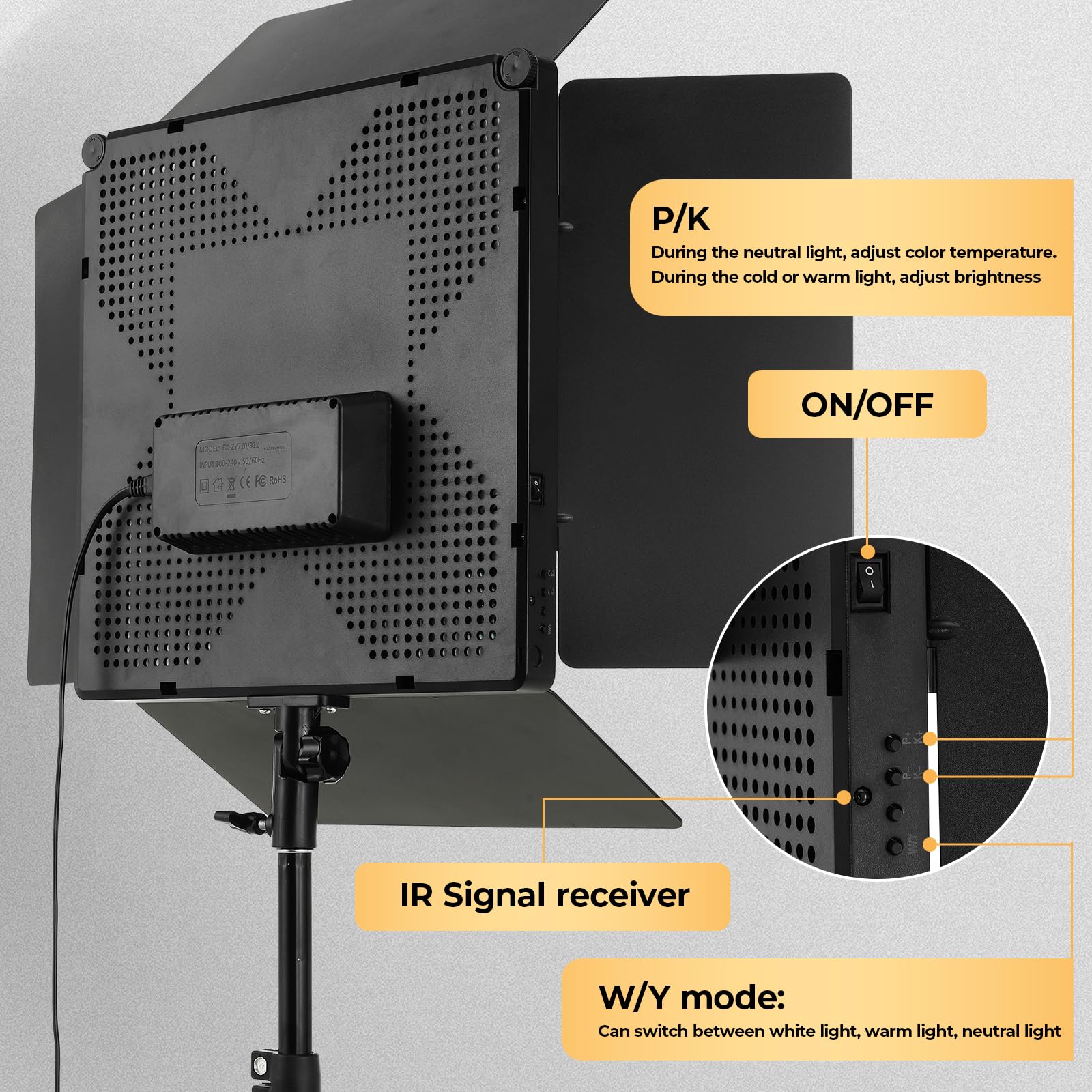 LED Videoleuchte, 2-Pack zweifarbige Studioleuchten, 720 LEDs Video Streaming Licht mit Fernbedienung 195cm Stativ, 3000–6300K, 10-100% Dimmbar, für YouTube TikTok Fotografie (33x33 cm)