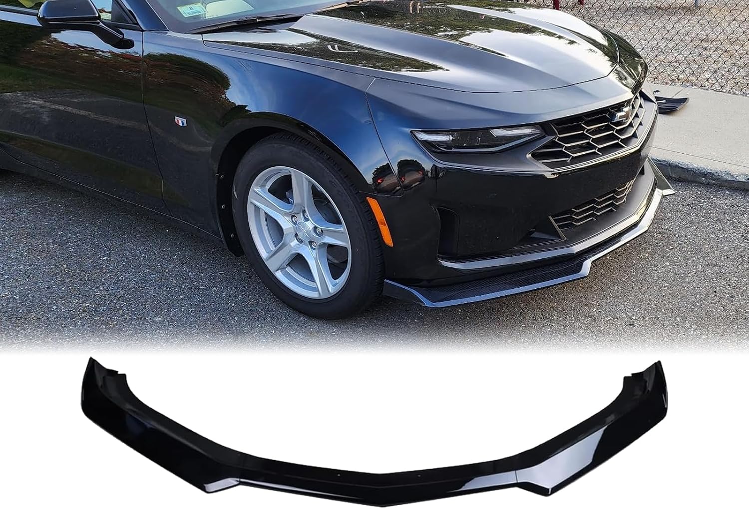 Front Bumper Lip Spoiler for 2016-2024 Chevy Camaro LT LS RS SS Bumper Air Dam Lower Chin Spoiler Splitter Protection Body Kit Glossy Black (Glossy Black)
