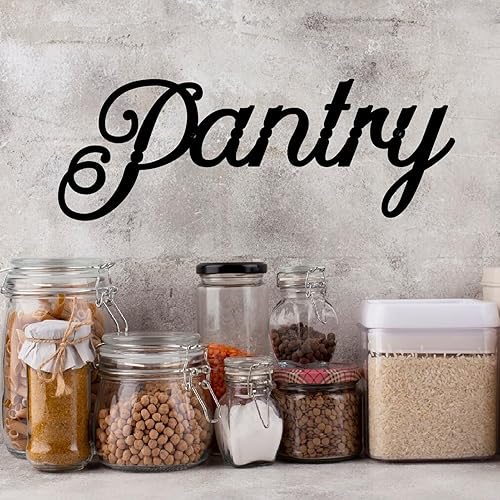 Miniatura 5 de Letrero de almacenamiento de alimentos para cuarto de servicio (2 piezas) decoraciones de pared de metal negro, adecuado para hogares, restaurantes