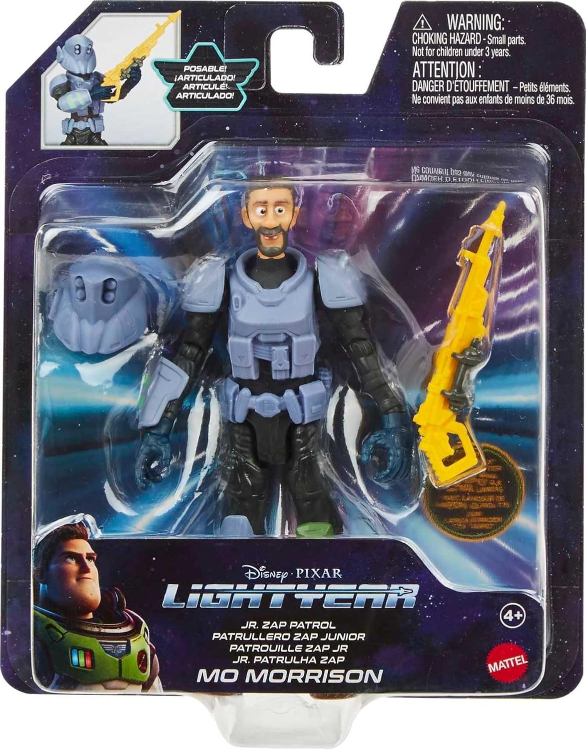 Mattel Disney and Pixar Lightyear Jr. Zap Patrol Mo Morrison Action Figure, 10 Points of Articulation & Accessories, 5-in Scale