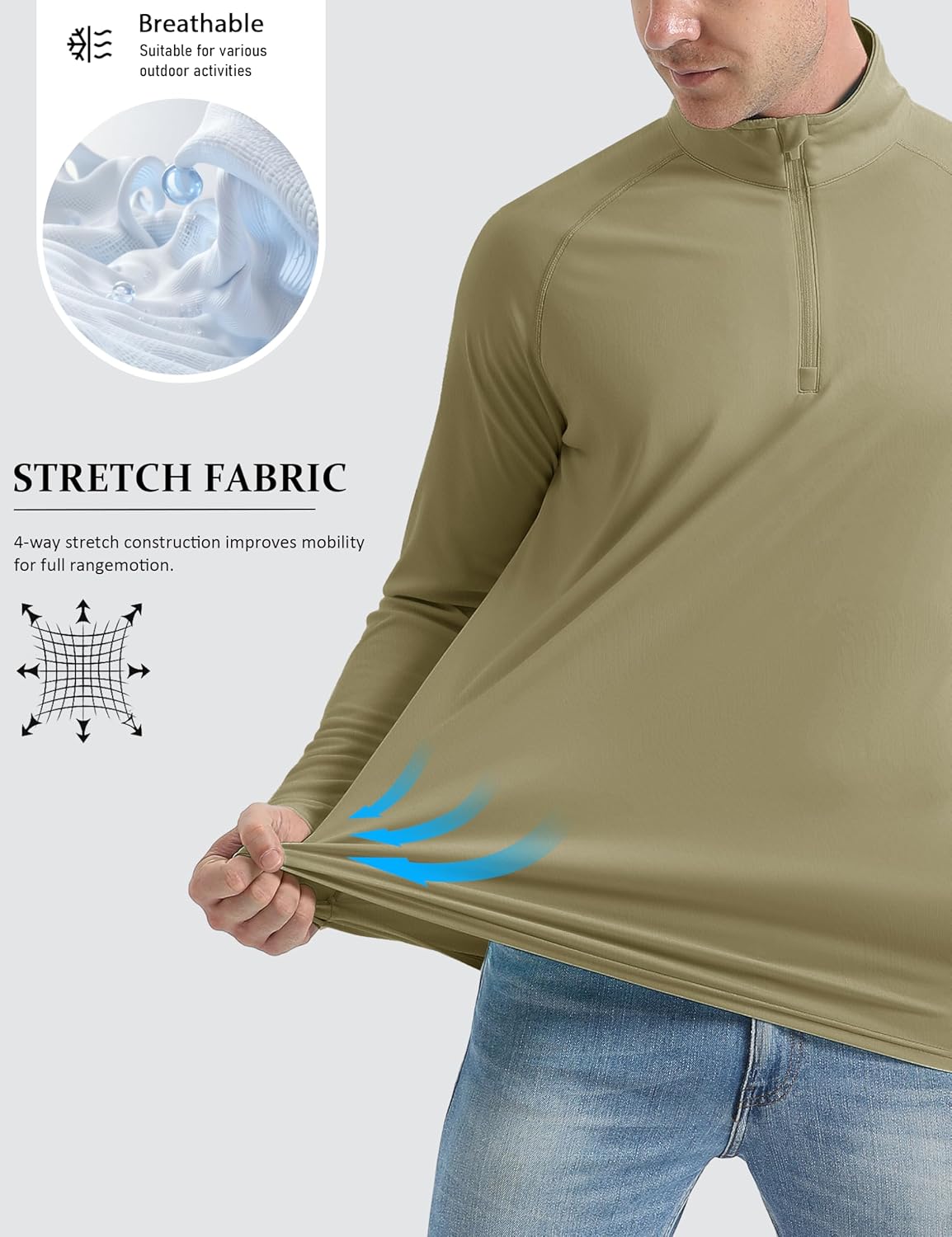 MAGCOMSEN Men's Long Sleeve Sun Shirts UPF 50+ Tees 1/4 Zip Up Fishing Running Rash Guard T-Shirts Outdoor Shirt - Image 3