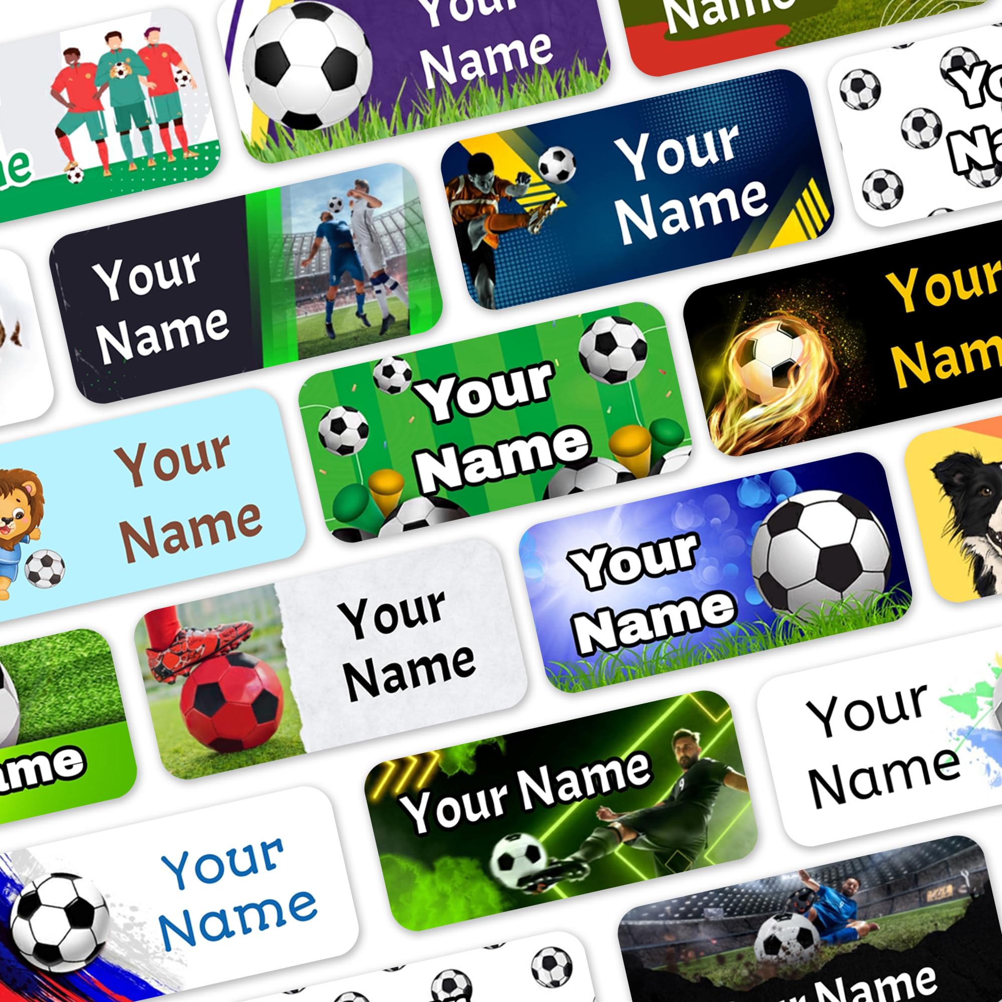 Football Stick On Name Labels, Stick on Clothes Labels, Waterproof Washable for Clothes, Personalised School Uniform Stickers, Equipment, Stationery. Nursery, School, Day Care, Hospital (30)