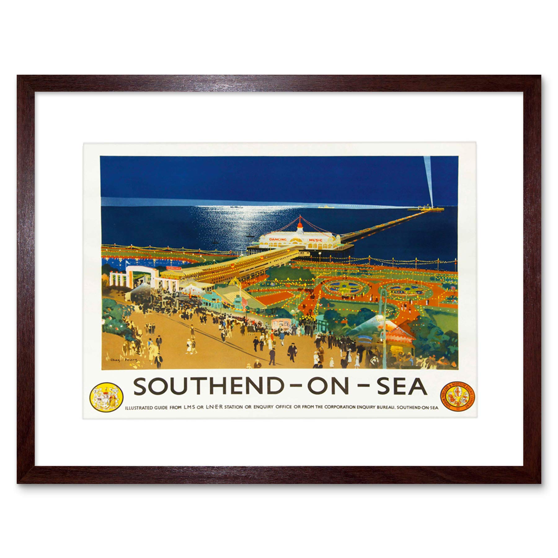 Wee Blue Coo Travel Rail Southend Pier Beach Fairground UK Picture Framed Wall Art Print