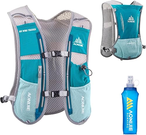 Vista 16 de JEELAD Running Hydration Vest Trail Backpack for Marathon Biking Hiking Cycling Outdoor Azul Claro (5L) -Solo Chaleco,Rojo rosa (5L) - con vejiga