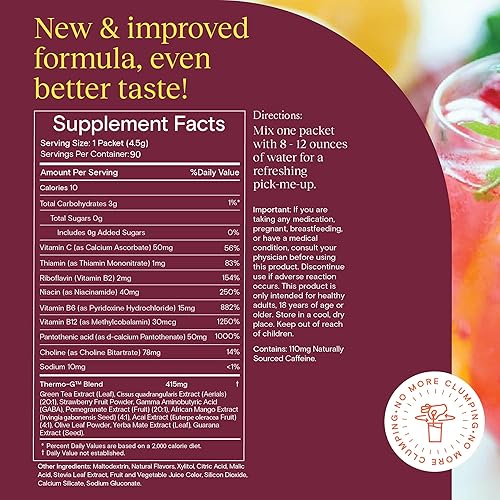 Miniatura 2 de Yoli Passion Energy Drink Powder Mix - Mezcla de bebida energética natural para resistencia y resistencia, 90 porciones, sabor a frambuesa y limón