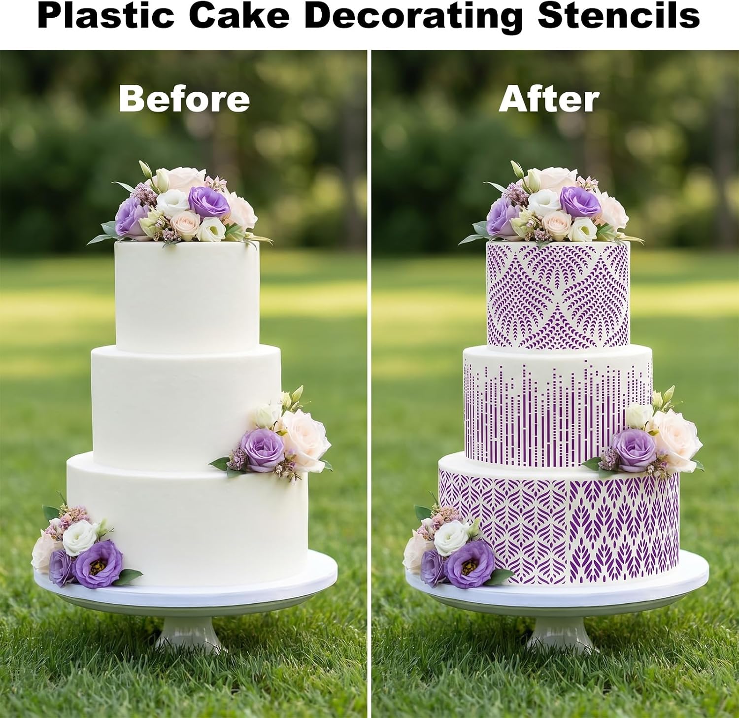8 Pcs Cake Stencil,Floral Branch Pattern Cake Decorating Stencil