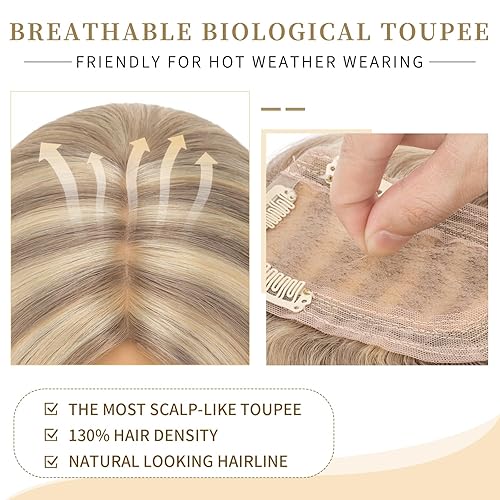 Miniatura 77 de Hairro 100% Real Human Hair Toppers for Women No Bang, Clip in Real Hairpieces, Breathable Silk Base for Covering Greyish Thinning Hair Loss on Top