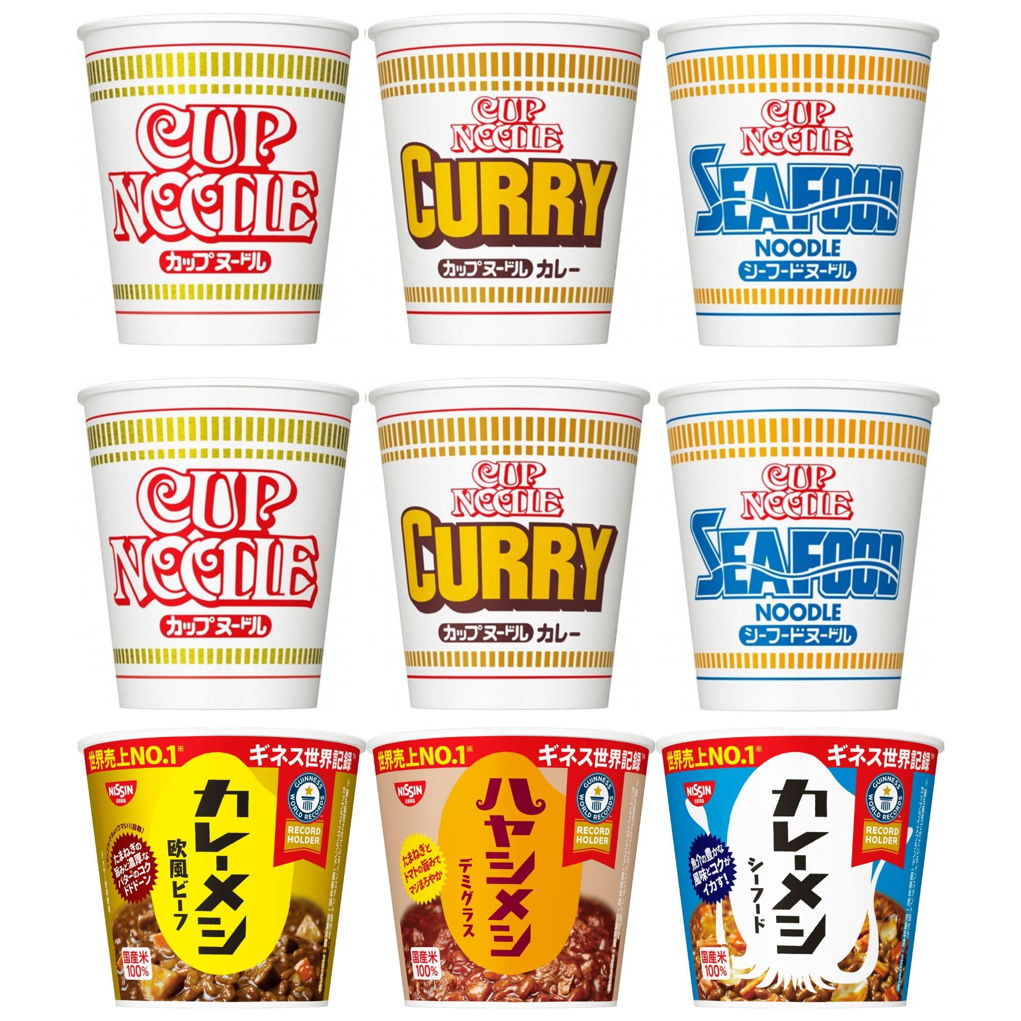 Amazon | カップ ヌードル3種×各2個 ＆ カレーメシ3種×各1個 計9個