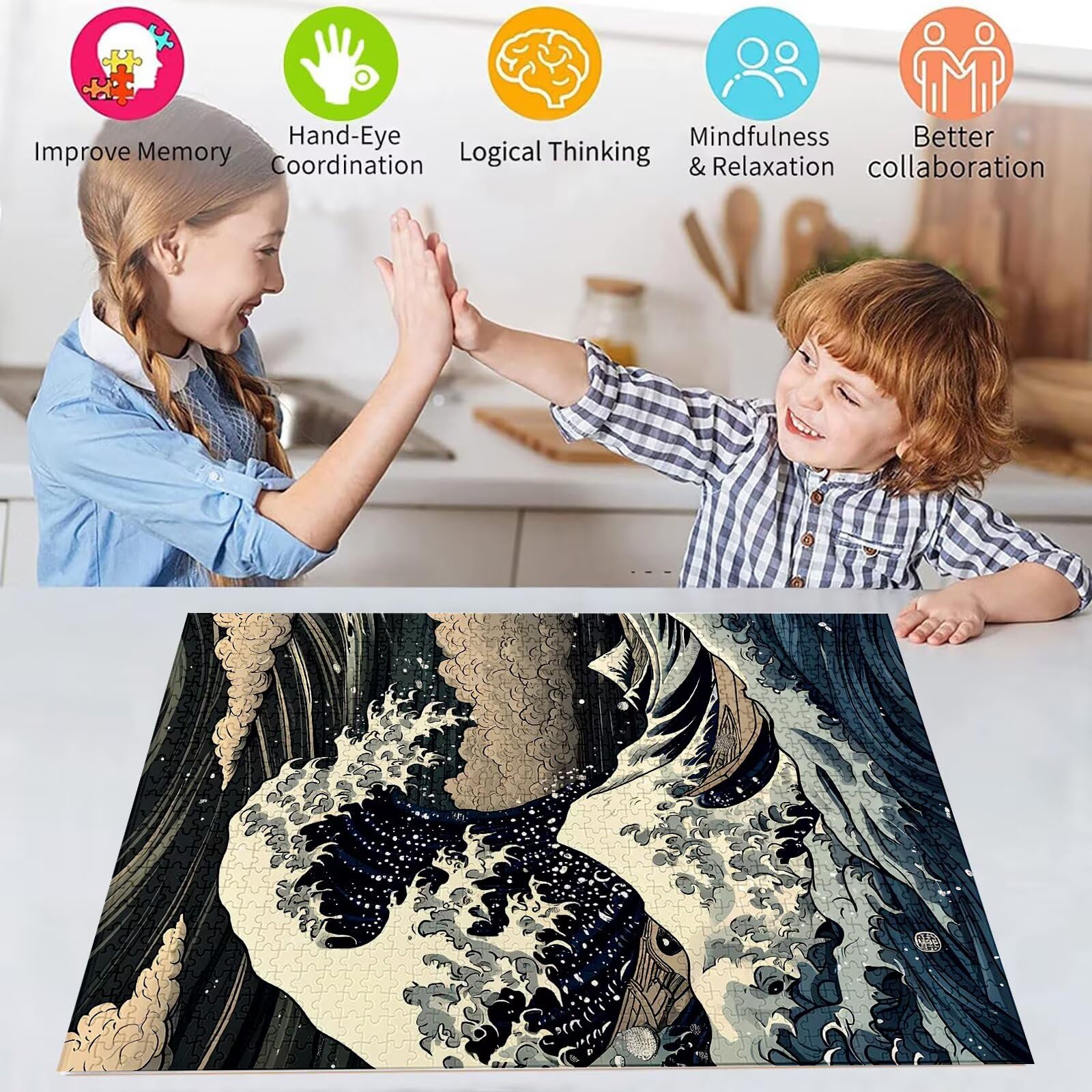 Puzzle 3000 Pieces, Puzzle Japon Jigsaw Bois Adulte, Jigsaw pour Adultes Jeu éducatif défi Jouet Jigsaw 3000 Pieces Adultes Flots Puzzles Classiques, Cadeau Fille/Garcon DIY Maison Décoration S-877