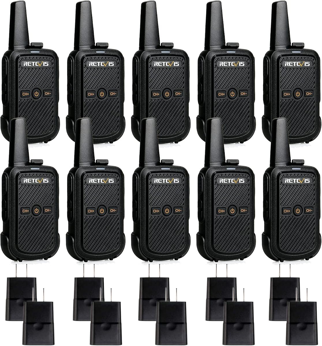 Walkie Talkies RT15 de largo alcance, radios FRS de 2 vías pequeñas (paquete de 10) | Radio recargable de 2 vías para adultos, educación empresarial, atención sanitaria de la iglesia, compacta y ligera, fácil de transportar, bloqueo de teclas