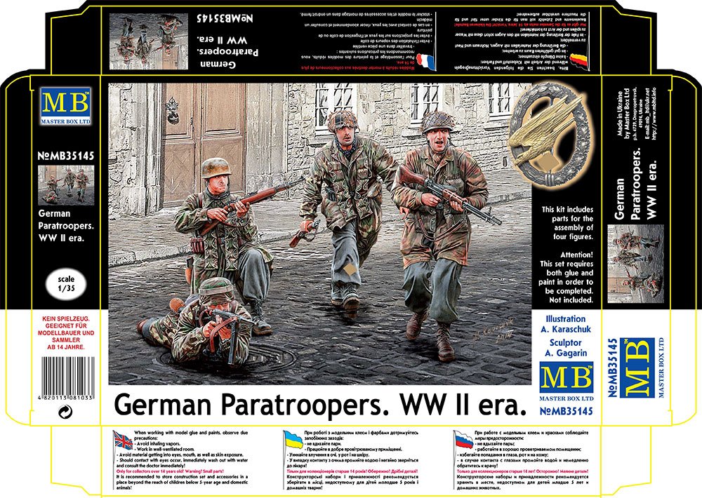 Masterbox 1:35 Scale German Paratroopers WWII Construction Kit (Grey)
