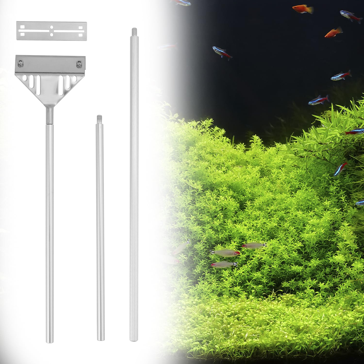 QWORK® Raclette Aquarium grattoir de 75 cm en Acier Inoxydable avec 10 Lames, Nettoyeur vitre Aquarium Anti algue
