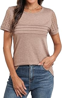 Memorose Women's Blouses Dressy Casual Short Sleeve Lace Tops Spring Summer
