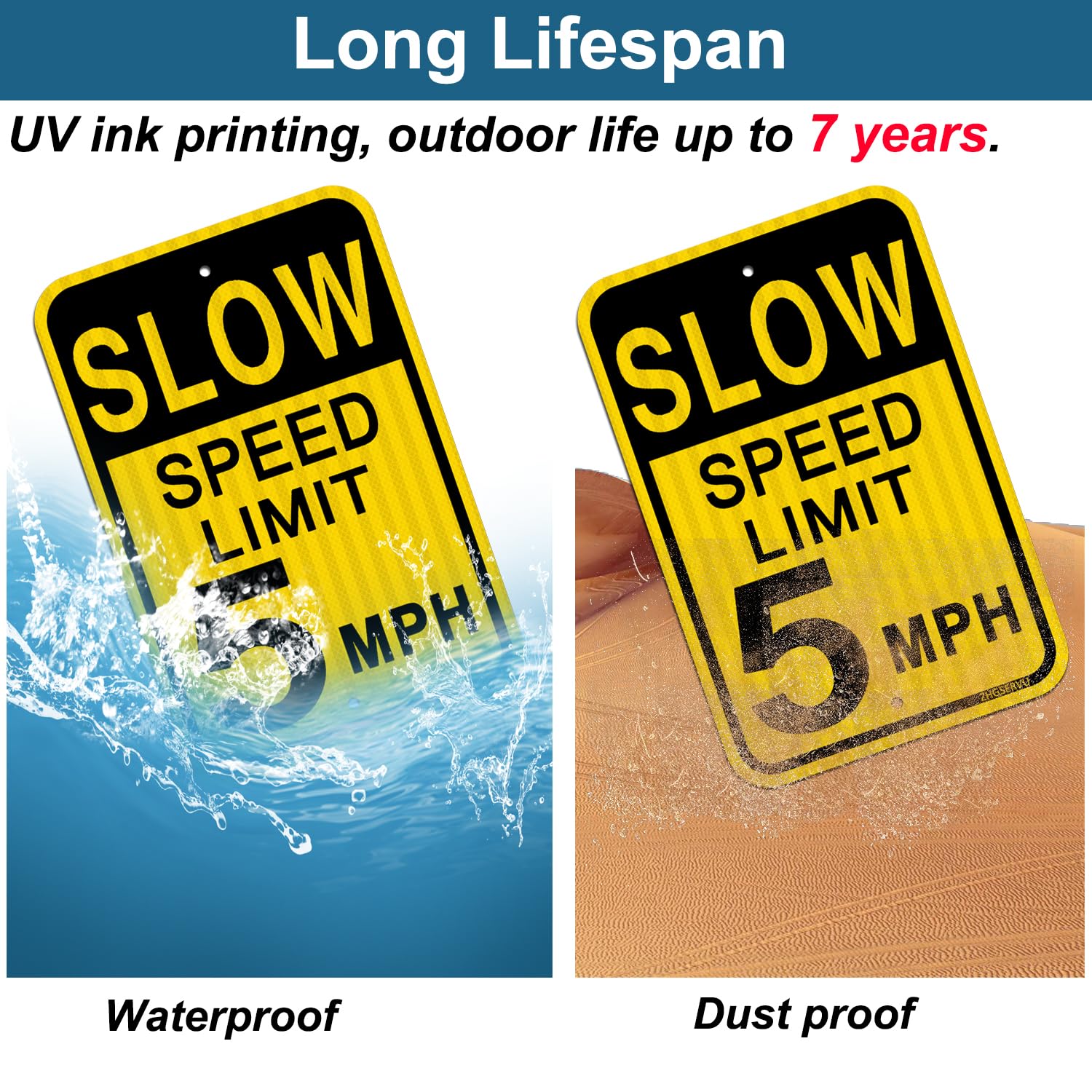 Slow Down Speed Limit 5MPH Sign (2 Pack),18 X 12 Inches 3M High Engineer Grade Reflective Street Safety Protect Yard Sign Rust Free Aluminum Waterproof - View #8