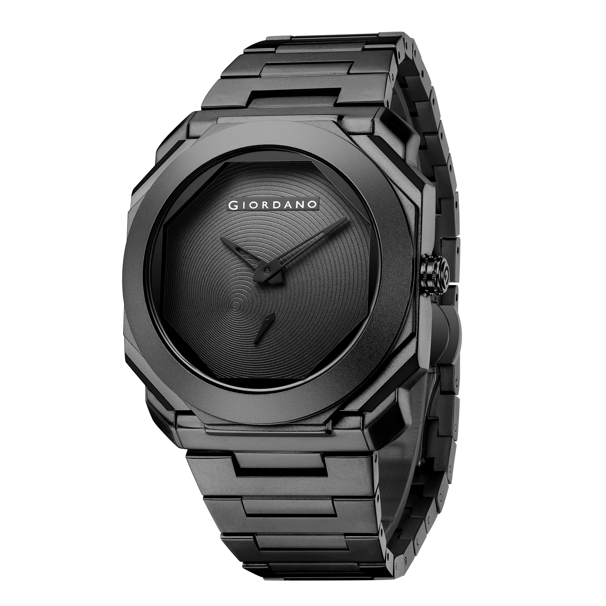giordano Octagonal Stainless Steel Watch for Men – Textured Dial with Subdial, Matte Finish Strap-picture-30