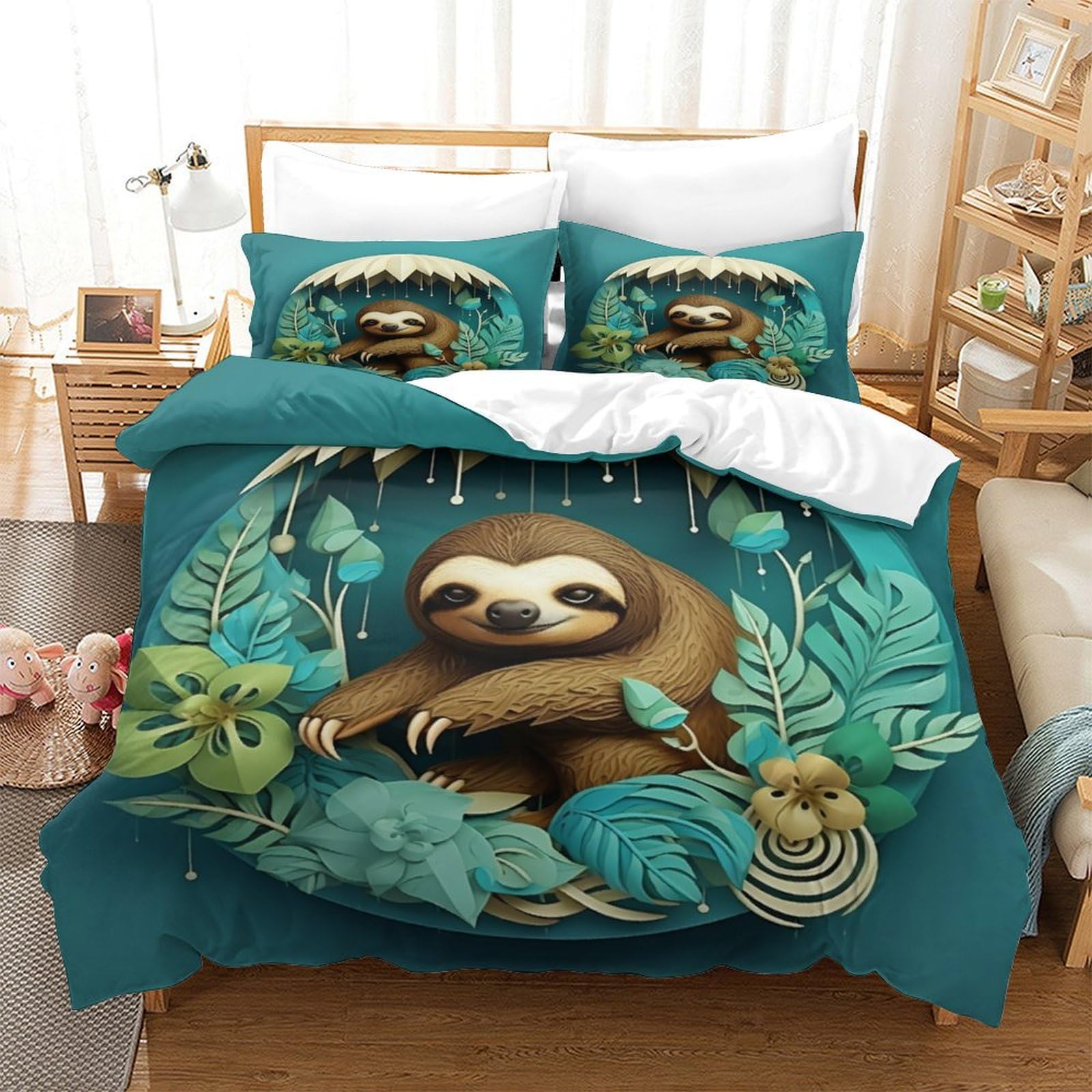 Housses de couettes Loutre 3 pièces avec taie d'oreiller microfibre super douce 260x220