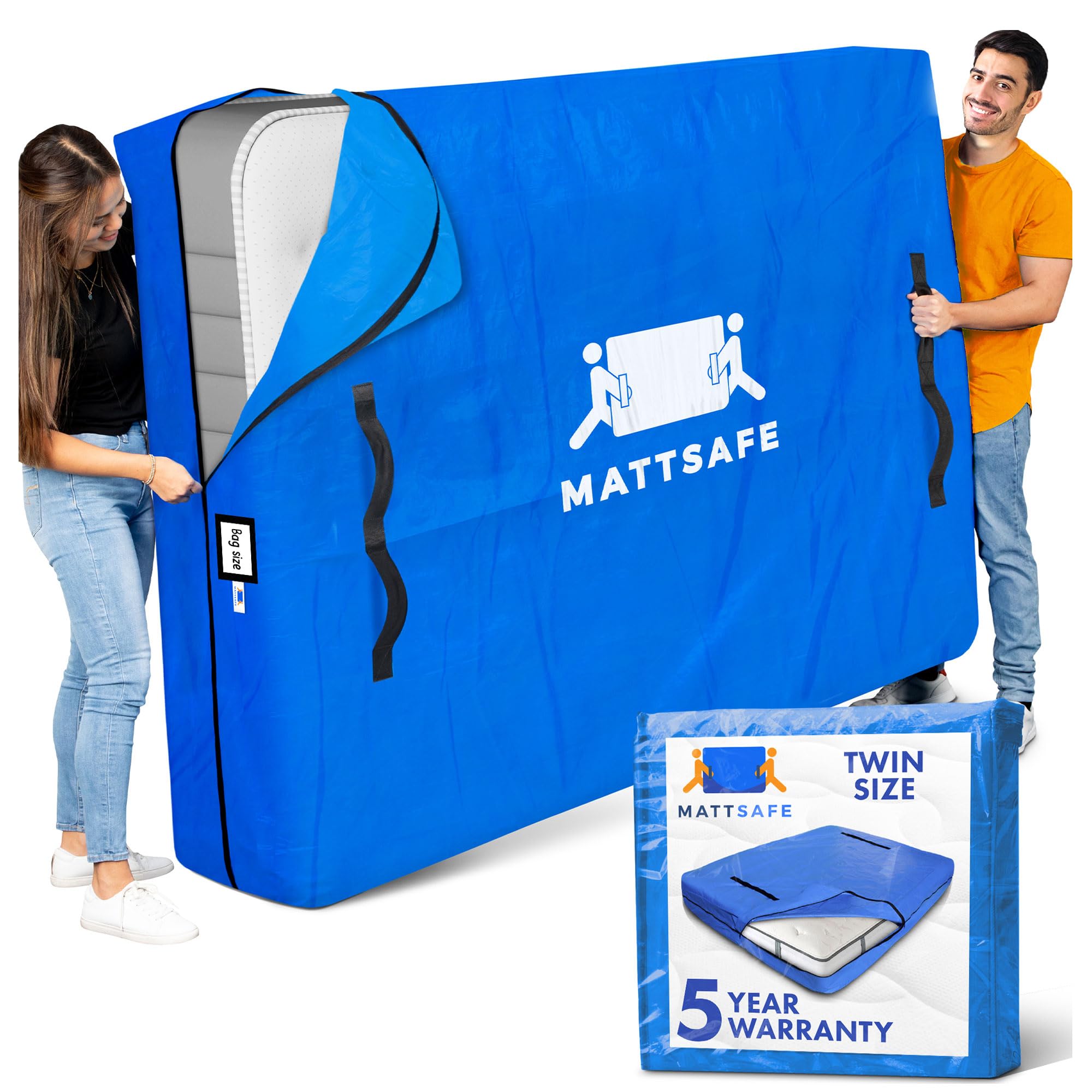 Nordic Elk Mattress Bags for Moving and Storage (Twin) Heavy Duty Moving Supplies, 8 Sturdy Handles, Strong Zipper, Mattress Cover Bed Bags, Storage Cover Essentials Packing Protector