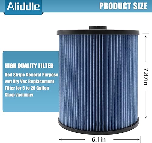 Miniatura 2 de Filtro de cartucho para Craftsman 17907 - Filtro de polvo fino para aspiradoras de 5 a 20 galones, filtro de vacío de papel plisado de 3 capas