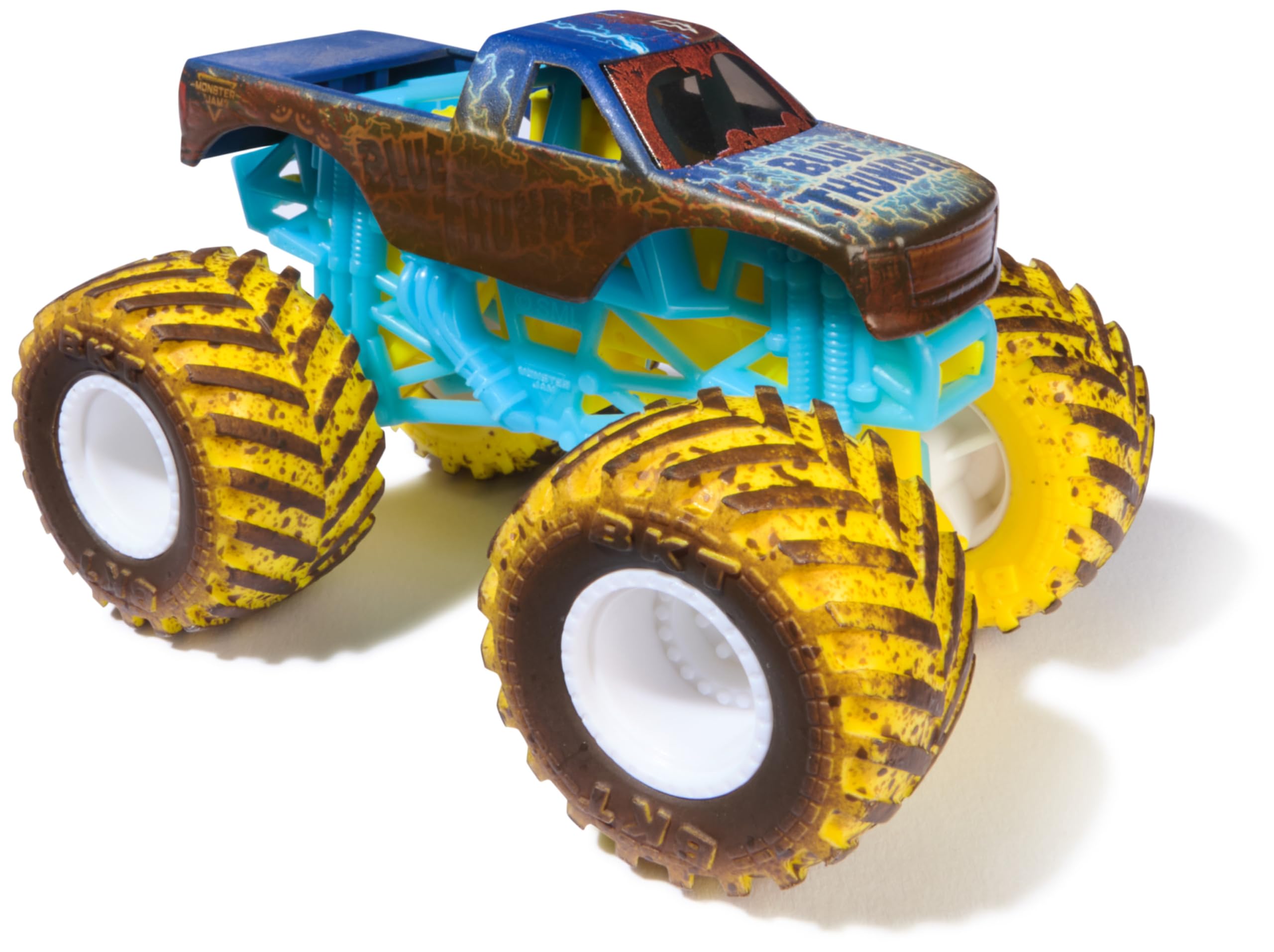 Monster Jam - Coche Monster Truck MUD Blasters DE Metal Escala 1:64, Cambia DE Color - Modelo Aleatorio - Camiones de Juguetes para Niños - Juguetes Niños 3 años +