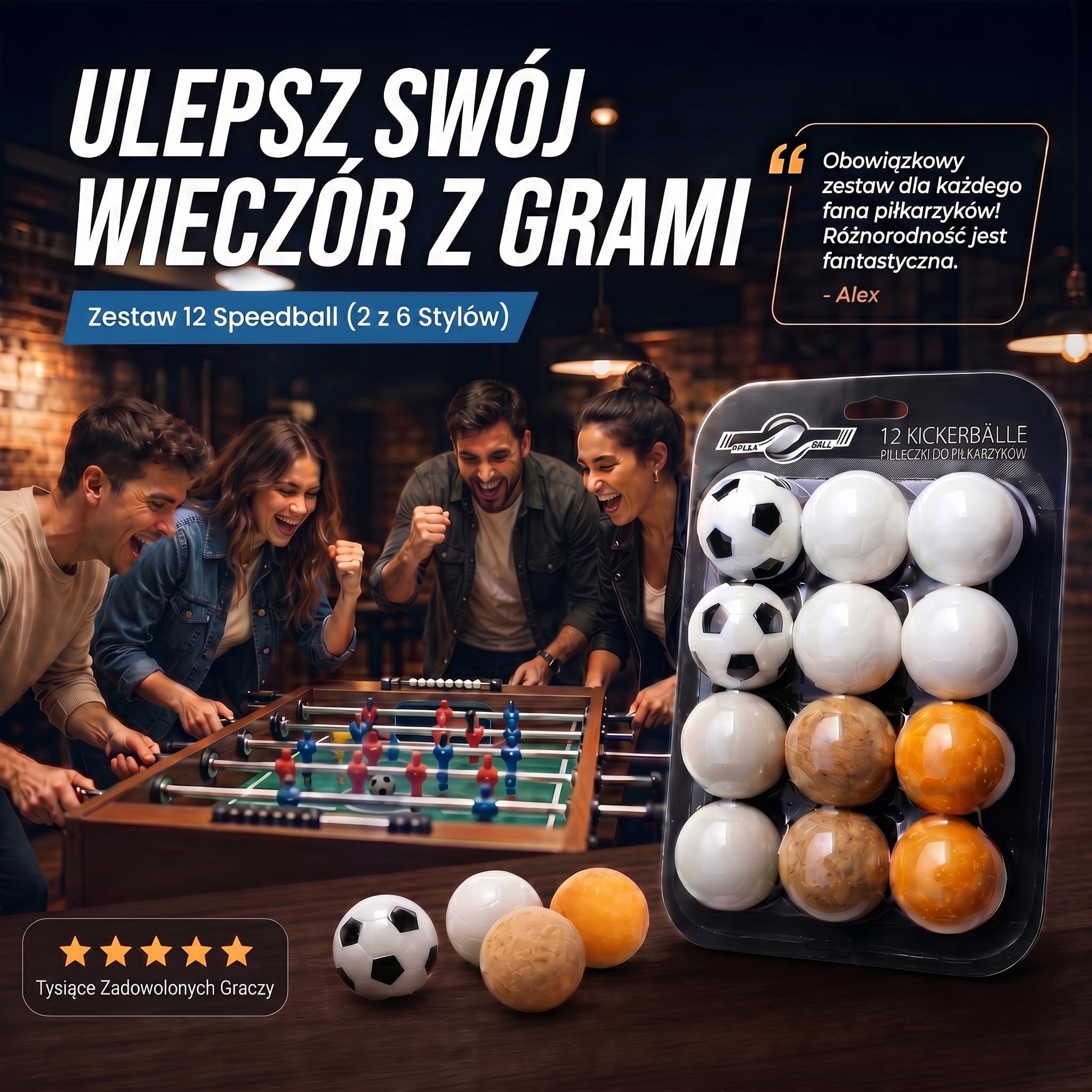 GOODS+GADGETS Piłki do piłki stołowej, speedball, 12 sztuk, wysokiej jakości piłka stołowa, zestaw różnych rodzajów (korek, PE, PU, ABS) 35 mm