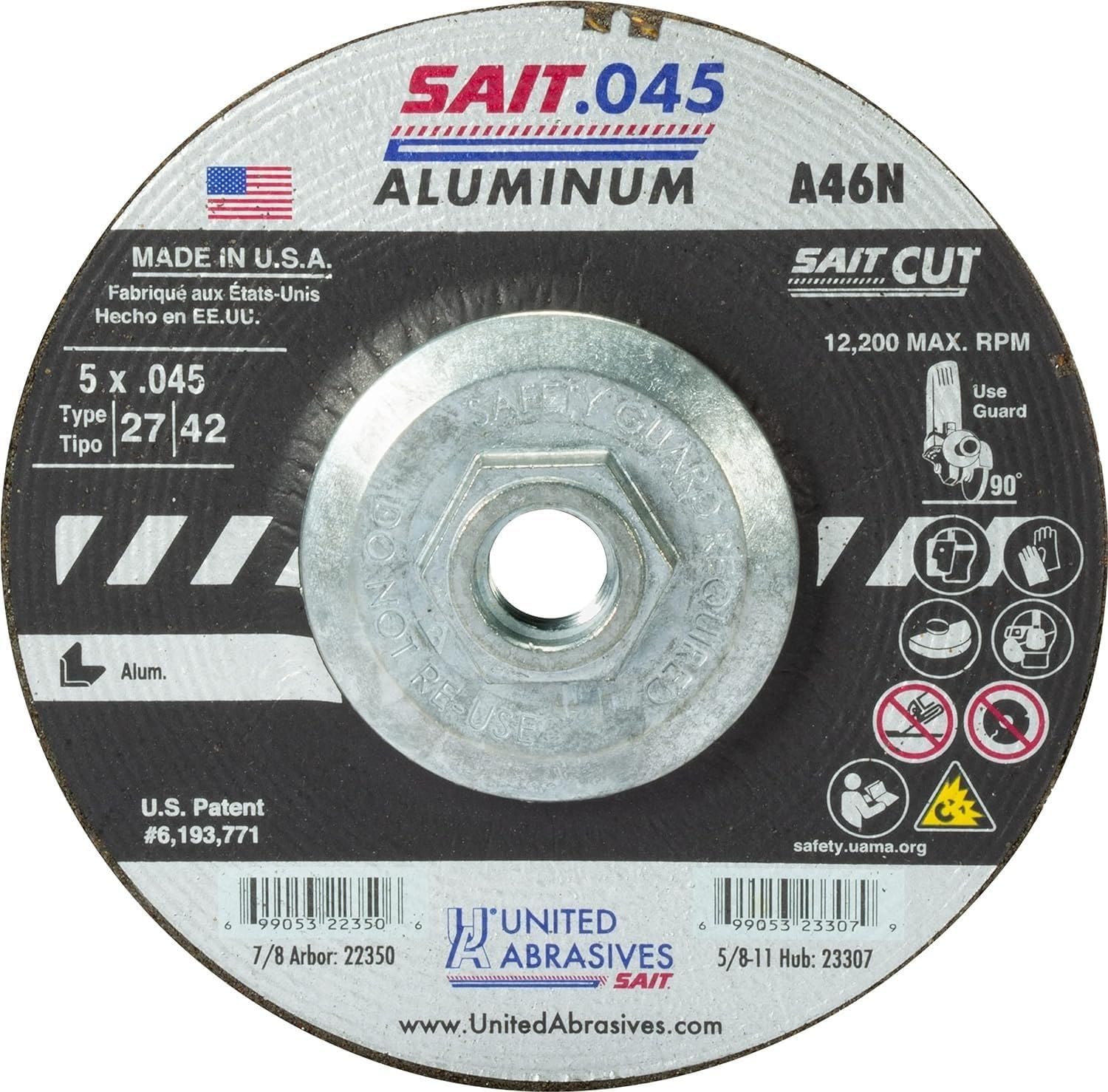 United Abrasives SAIT 23307 5X.045x5/8-11 A46N Aluminum Aggressive Cut-Off Wheels, 10 Pack