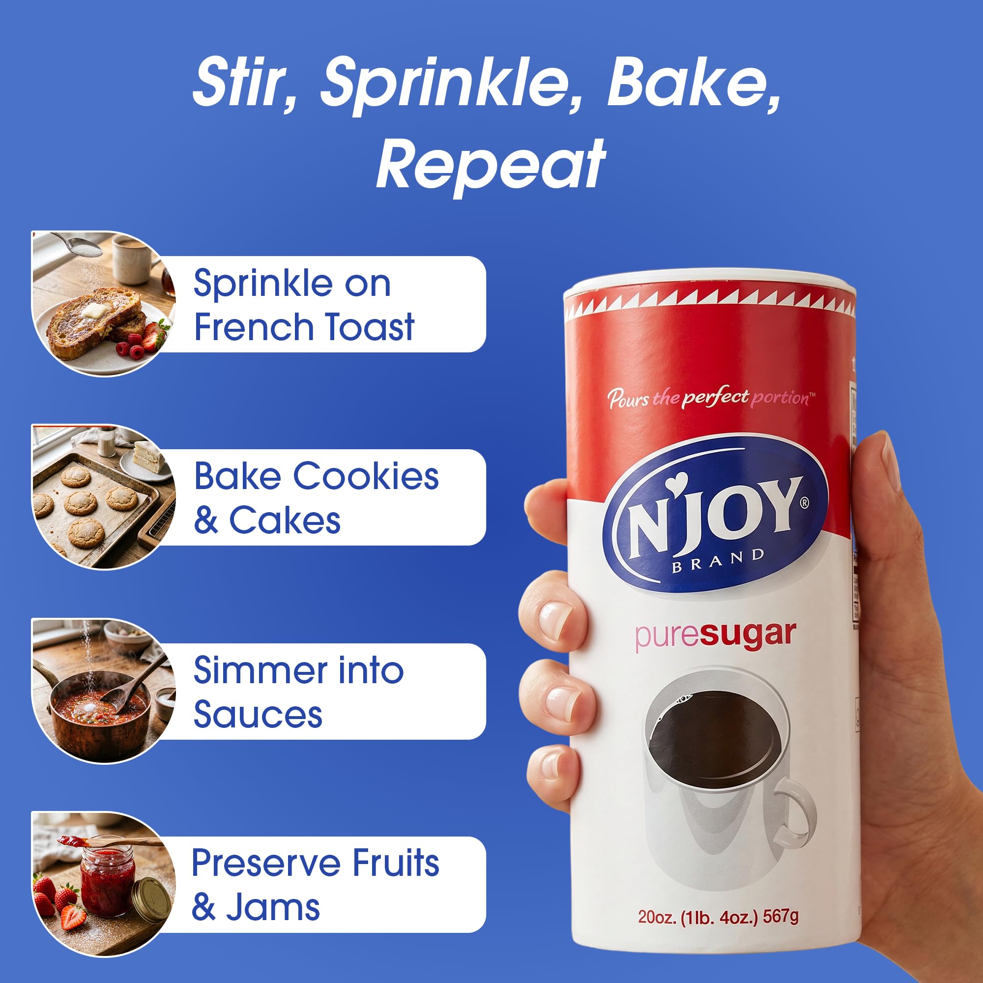 Amazon.com: N'Joy Pure Sugar, Pack of 3 Canisters w/EZ-Open Pour