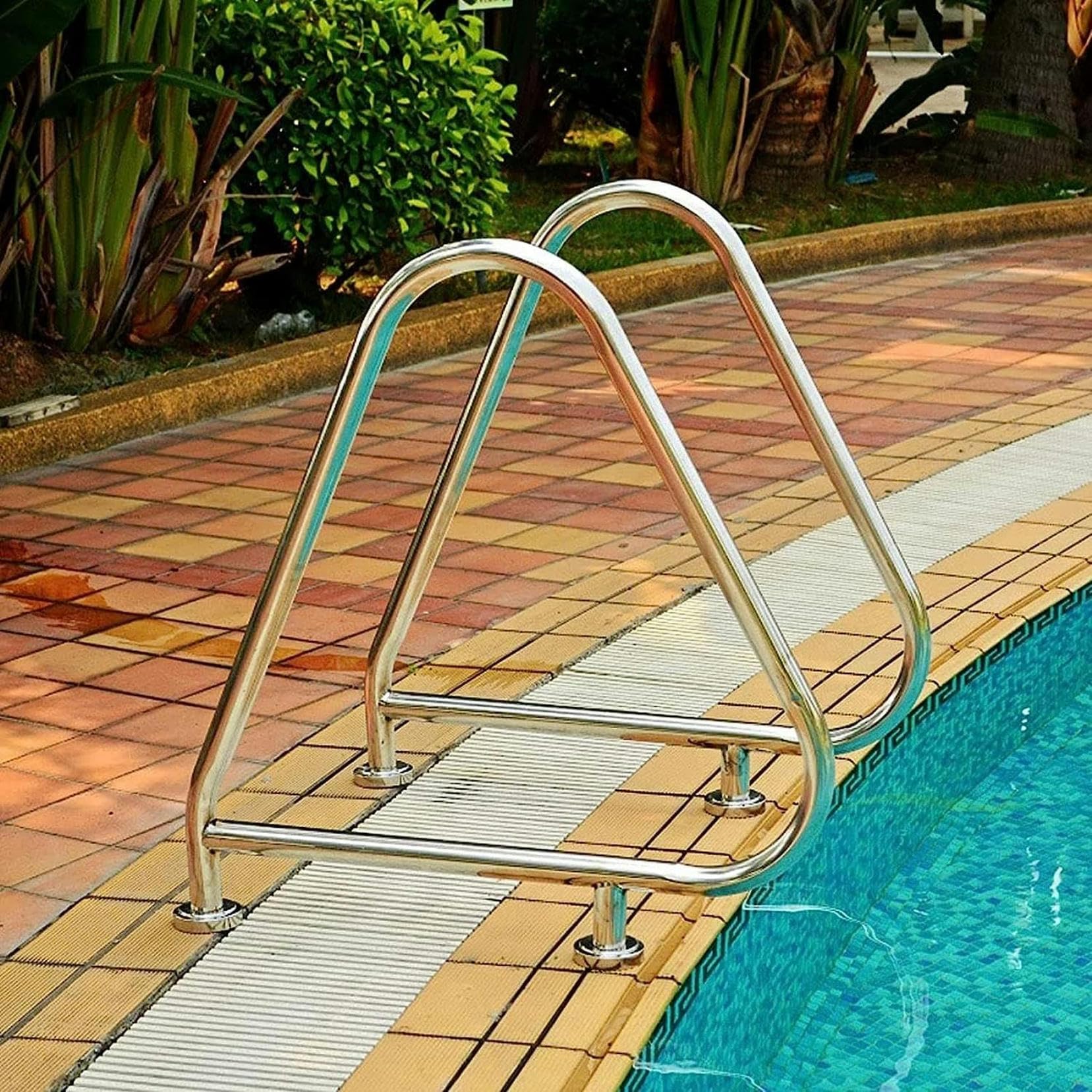 Barandilla de Piscina de fácil instalación, de 81x90 cm, Apta para Piscinas empotradas, con Soporte Lateral, diseño Antideslizante, Que Mejora la Experiencia de natación y Proporciona una só