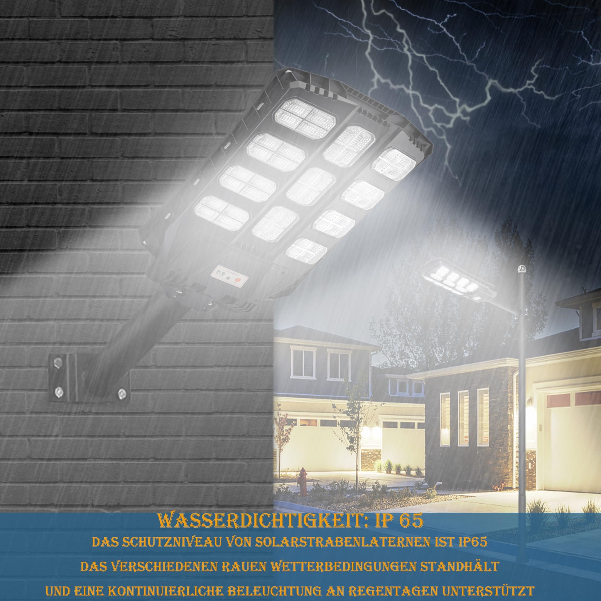 Froadp Lampada da strada solare con sensore di movimento, 400 W, faretto solare da esterno, 8000 – 8500 K, con telecomando, luce solare per esterni, per giardino, strada, impermeabile IP65