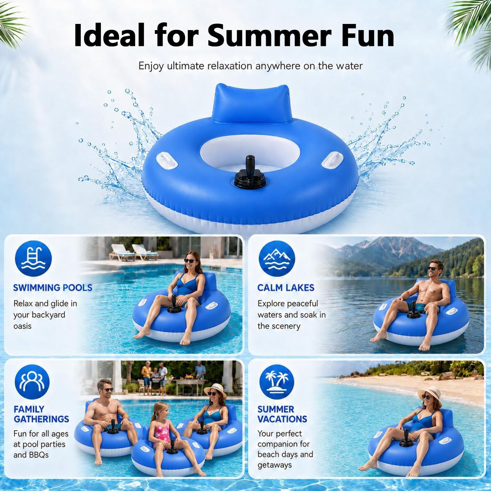 Tumbona de Piscina Motorizada, Flotador Motorizado Recargable B | Propulsor Giratorio 360° Diseño Pulverización Agua,Piscina Inflable Bronceado para Swimming Pool,River,Lake,Beac