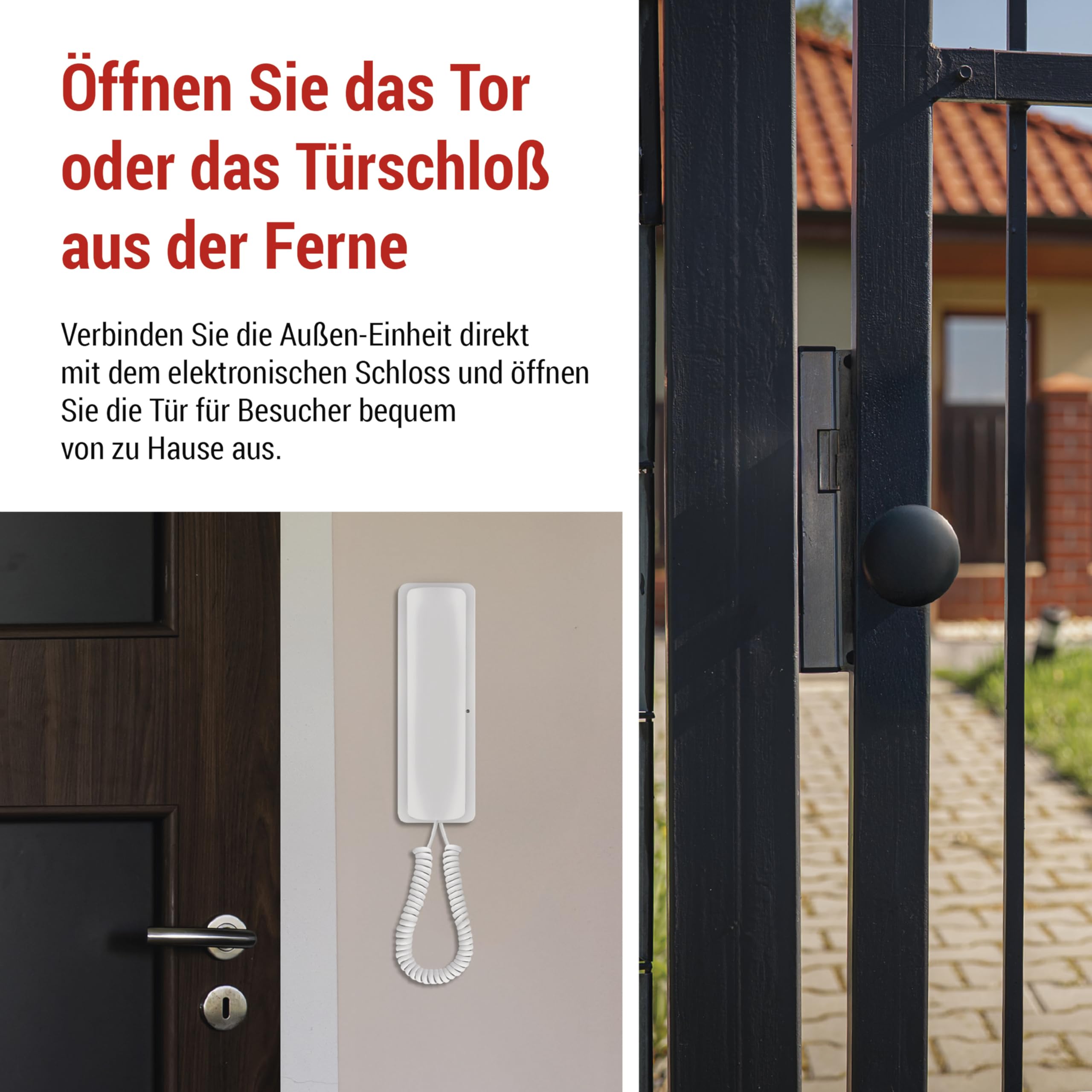 EMOS - Set di citofono audio, wireless - connessione wireless, design elegante - Kit audio/citofono con apertura porta - facile da usare - Connettore di alimentazione (230 V/12 V) - bianco