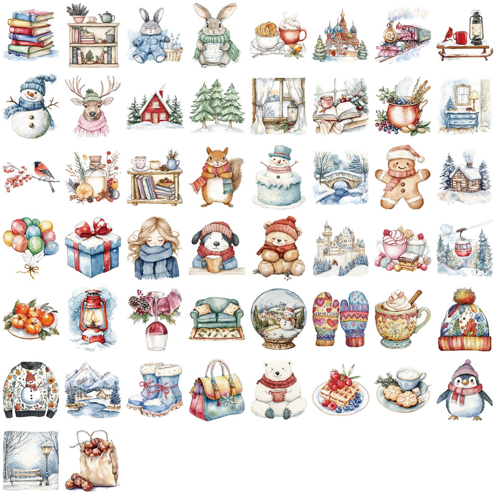 Christmas Themed Stickers 50PCS PVC Decals for Tablets Laptops Party Decorations Christmas Laptop Decals