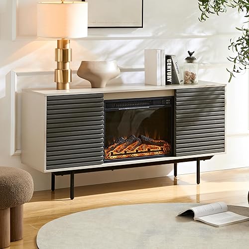 Miniatura 2 de MEETAKING - Armario eléctrico con chimenea de 58 pulgadas, calentador independiente, desmontable, con control remoto, llama 3D, mucho espacio de