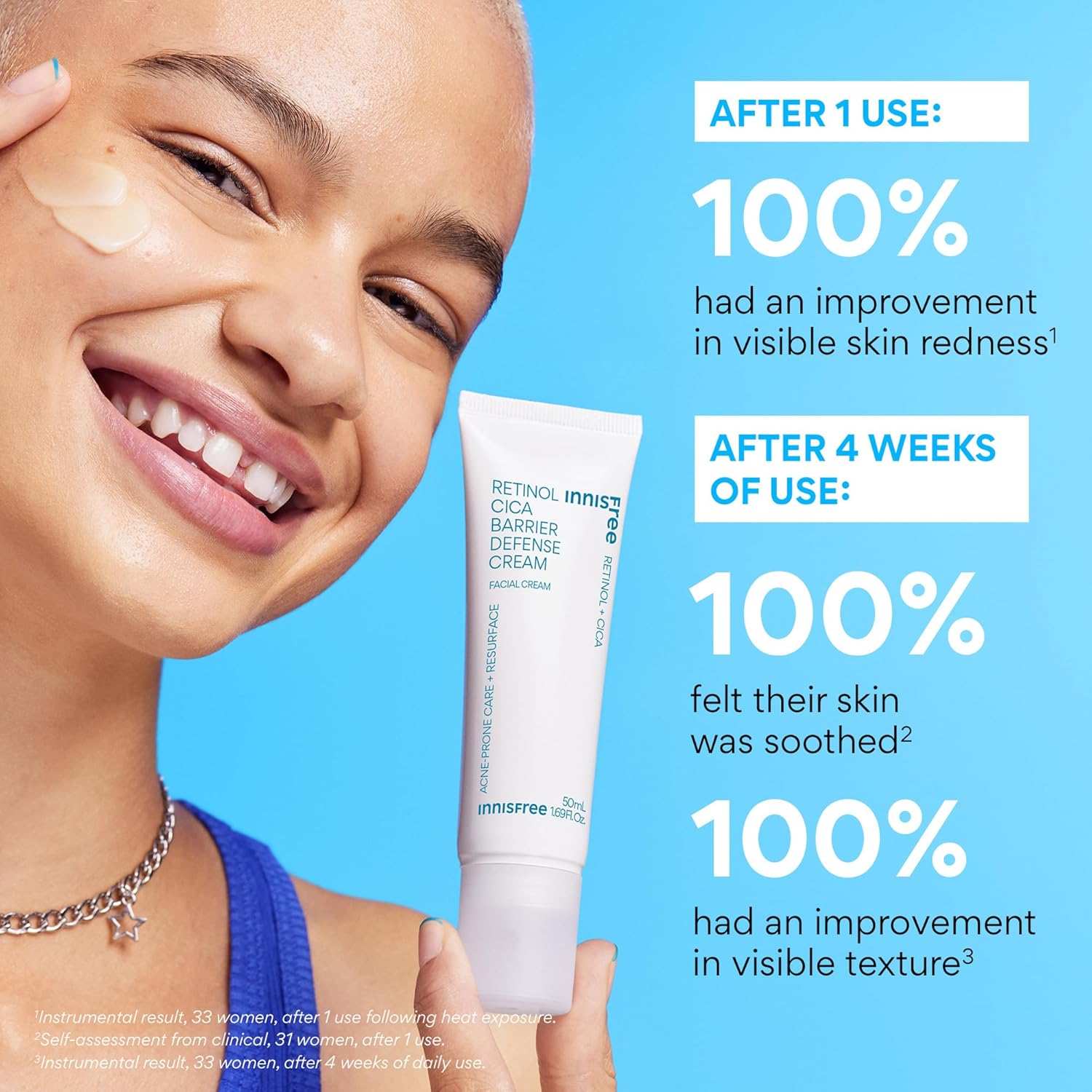 innisfree Retinol Cica Barrier Cream, Korean Moisturizer with Madecassoside for Sensitive, Acne-Prone Skin, Calming and Strengthening Formula - Image 3