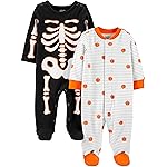 Simple Joys by Carter\'s Baby 2-Pack Halloween Snap Cotton Footed Sleep and Play