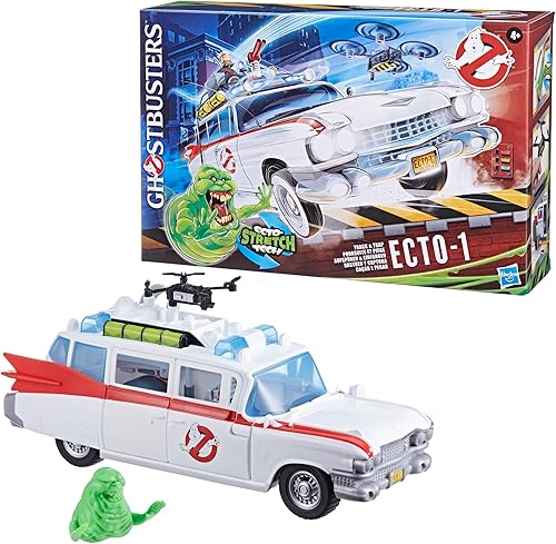 Miniatura 13 de Ghostbusters Track & Trap Ecto-1 Vehículo de juguete con susto cuenta con accesorio Ecto-Stretch Tech Slimer, compatible con juguetes de 5 pulgadas,
