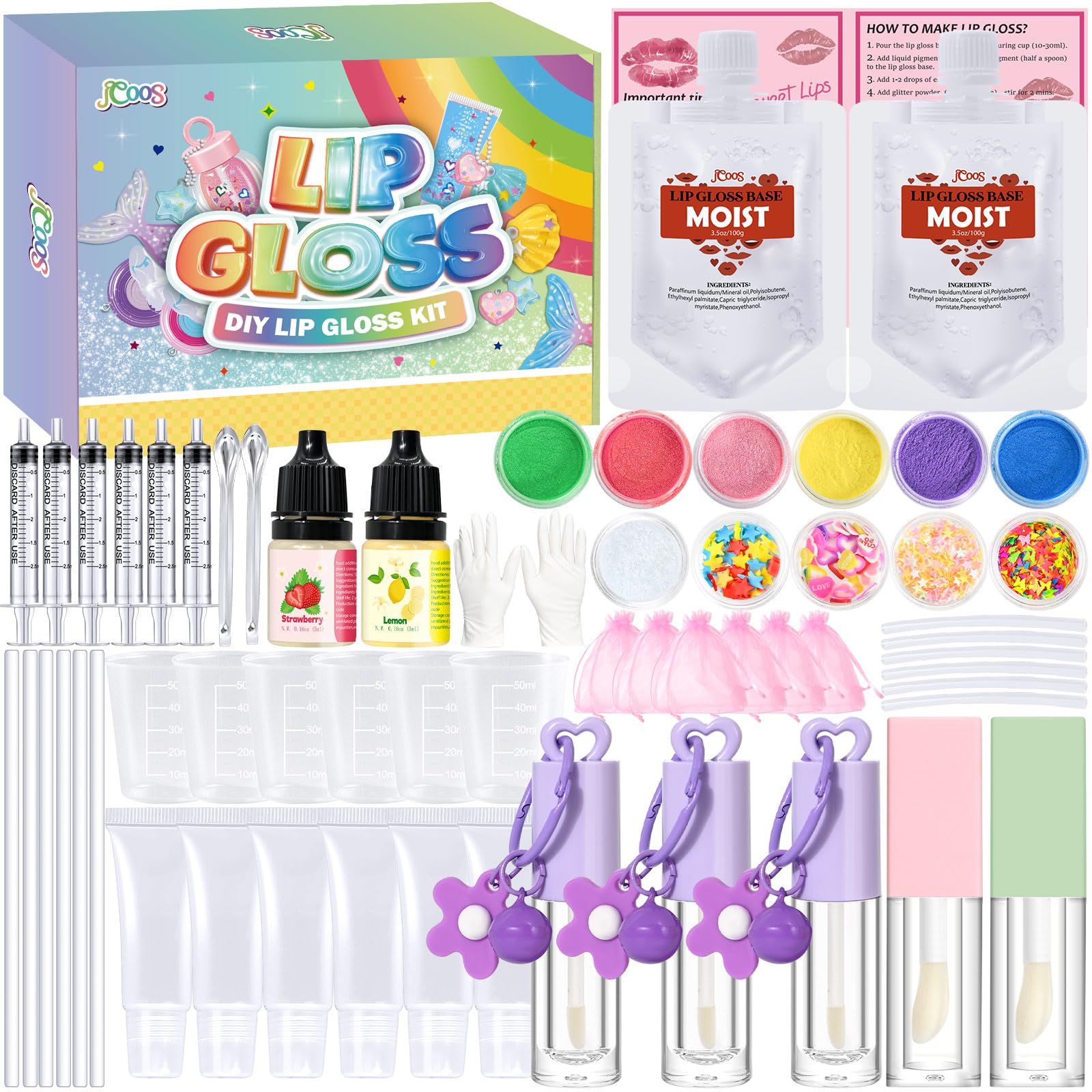 JUYRLE Lipgloss Selber Lippenstift Making Kit, Kreative Bastelset Erwachsene DIY Set Mädchen Selber Machen, Ungiftig Lip Gloss Kosmetik Make up, Als Geschenk für Frauen