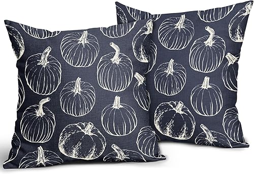 Miniatura 9 de Juego de 2 fundas de almohada lumbar de otoño de 12 x 20 pulgadas, diseño de calabaza naranja quemada con estampado de cosecha de Acción de Gracias,