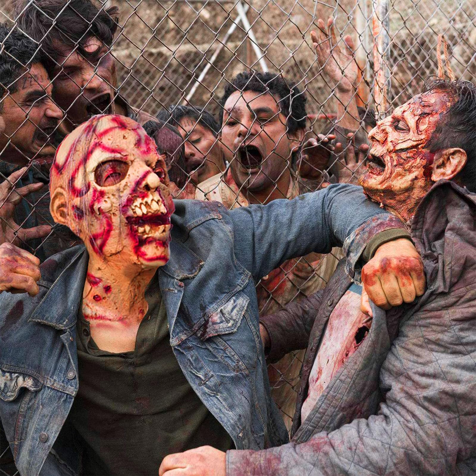 BEJOYFMY Scary Zombie Mask, Creepy Latex Walking Dead Biochemical Monster Cosplay Face Masks for Halloween Party Props - Image 3