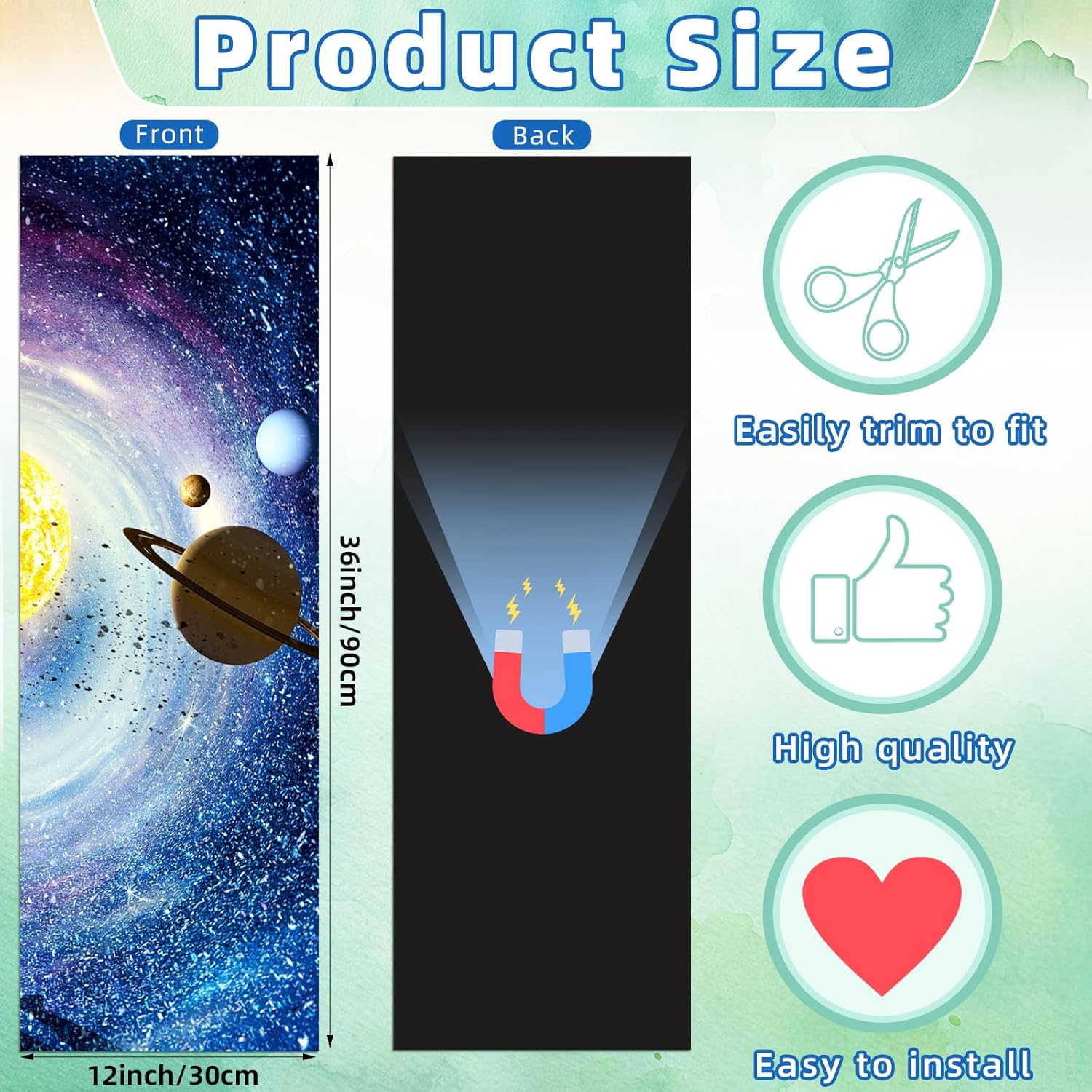 4 Pieces 36 x 12 Inches School Locker Magnetic Wallpaper Removable Magnetic Locker Accessory Kit Easy Install Decoration Sticker for Office University First Day of School Decor (Galaxy Style)
