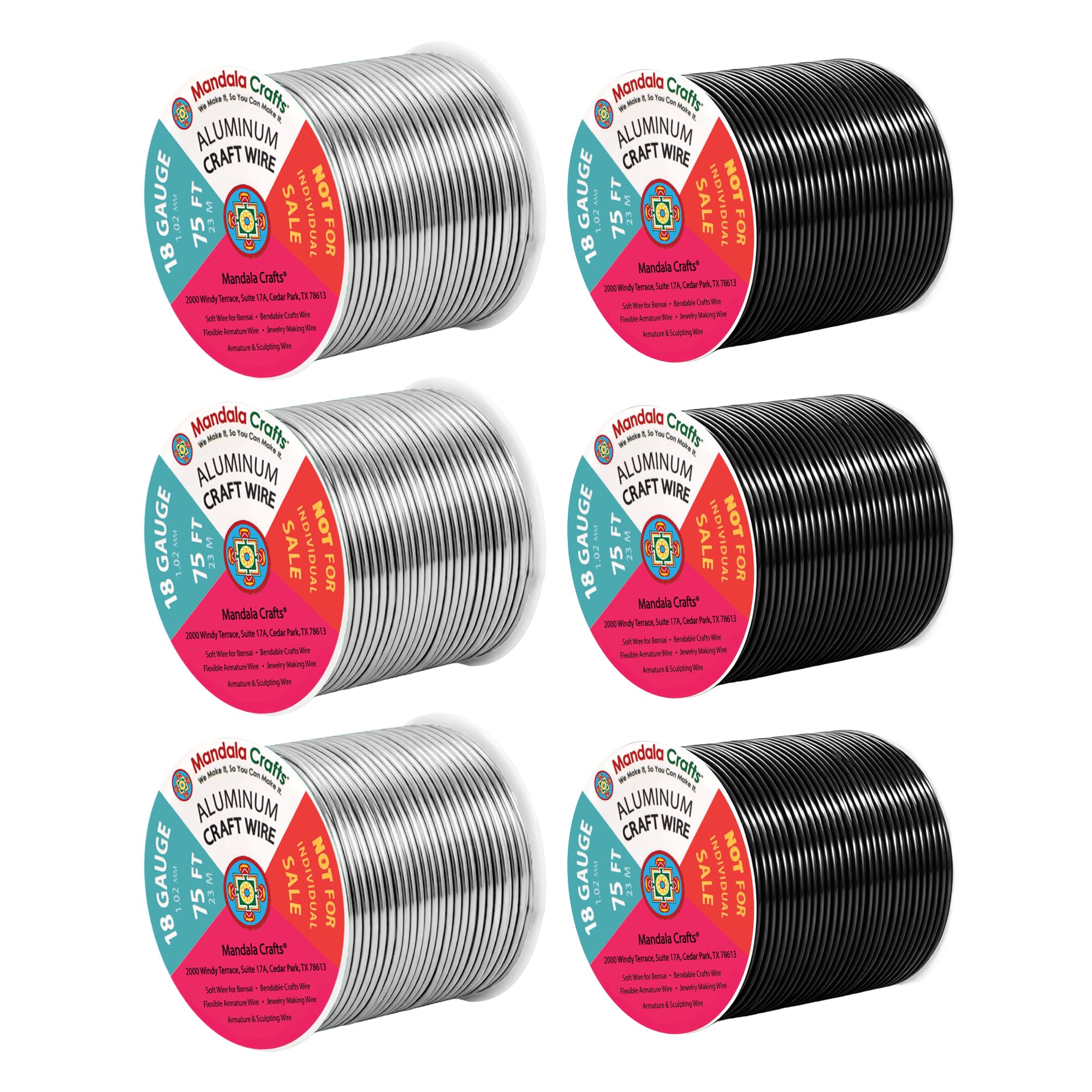 Mandala Crafts 18 Gauge Silver Tone Black Anodized Aluminum Craft Wire