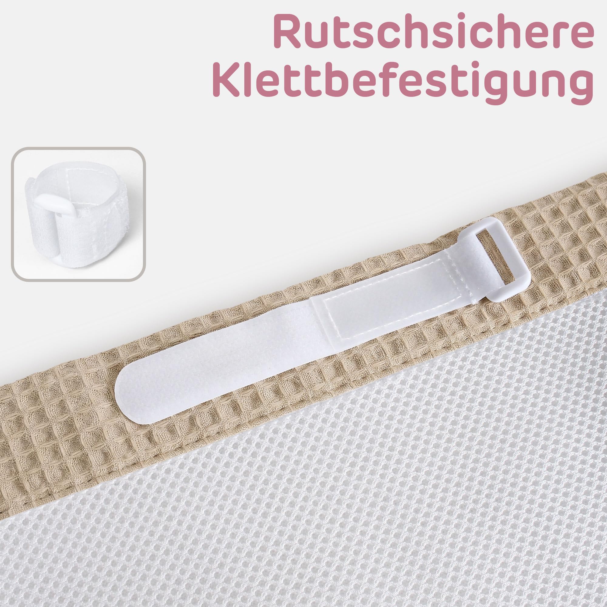 babybay Nestchen 3D Mesh-Waffelpiqué passend für Modell Maxi, Boxspring, Comfort und Comfort Plus, sand