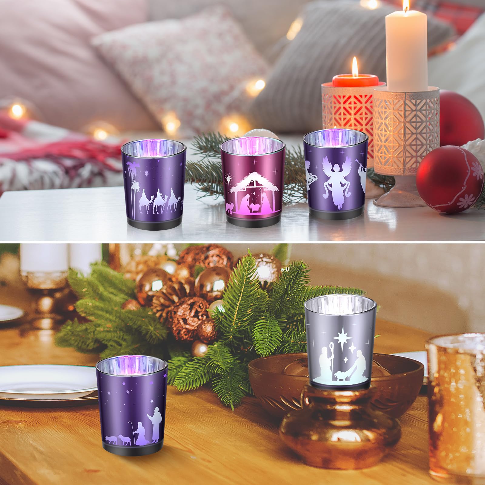 10 Pcs Christmas Advent Votive Candles Set Nativity Advent Candle